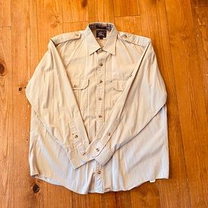 Vintage Men’s Burberry Beige Long Sleeve Button-Up